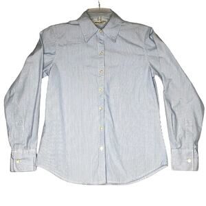 Eddie Bauer Women's XS Blue White Striped Long Sleeve Shirt